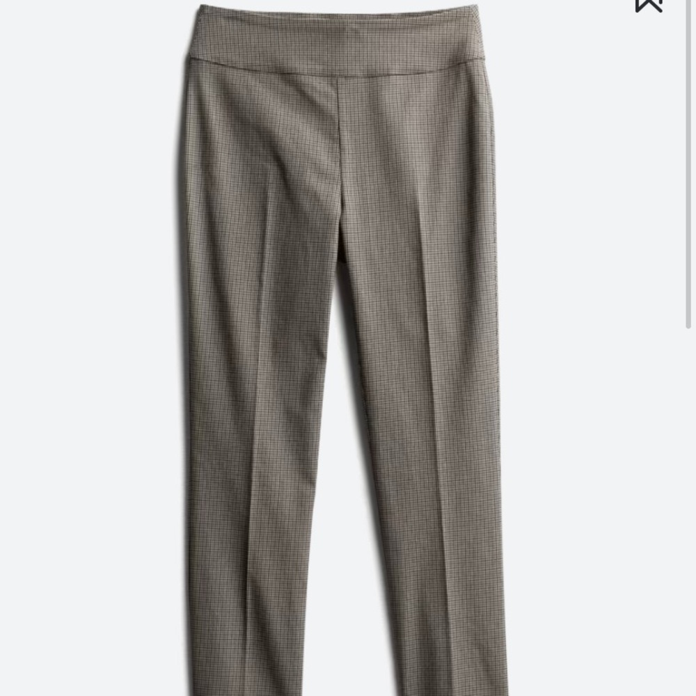 Brown Plaid Pull On Dress Pants